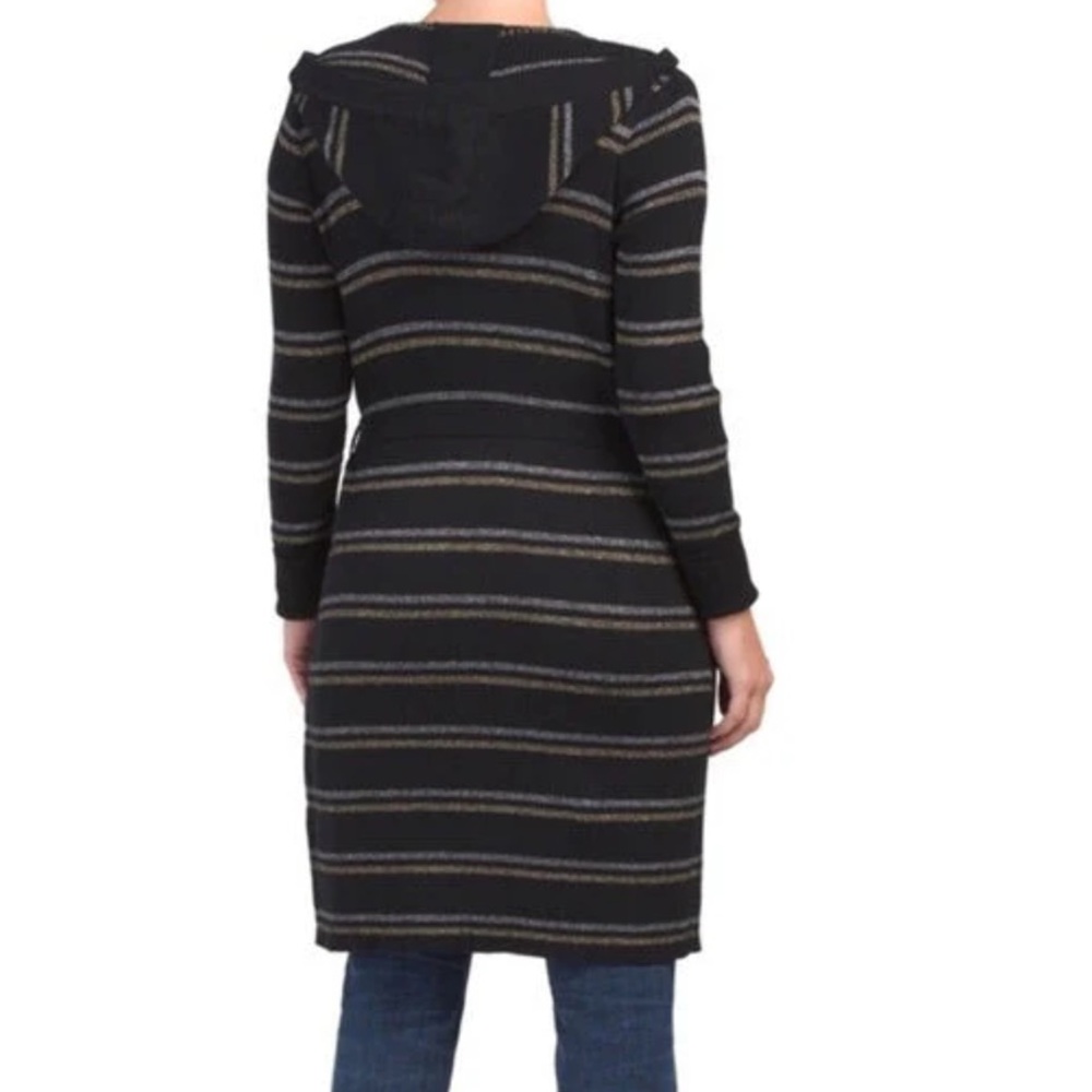 Chaser Black and Gray Striped Women's Cardigan - Picture 2 of 10